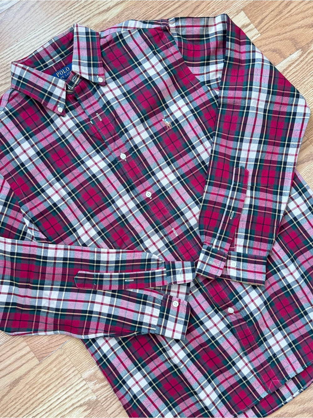 Ralph Lauren Red, Green and White Plaid Flannel Shirt
